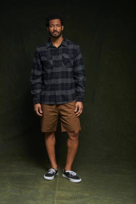 černá/uhlí Brixton muži bowery l/s flanel 4DHP20 oděv