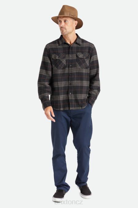 černá/uhlí Brixton muži bowery l/s flanel 4DHP20 oděv