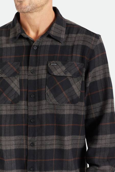 černá/uhlí Brixton muži bowery l/s flanel 4DHP20 oděv