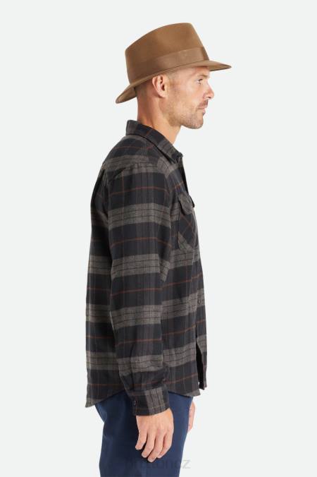 černá/uhlí Brixton muži bowery l/s flanel 4DHP20 oděv