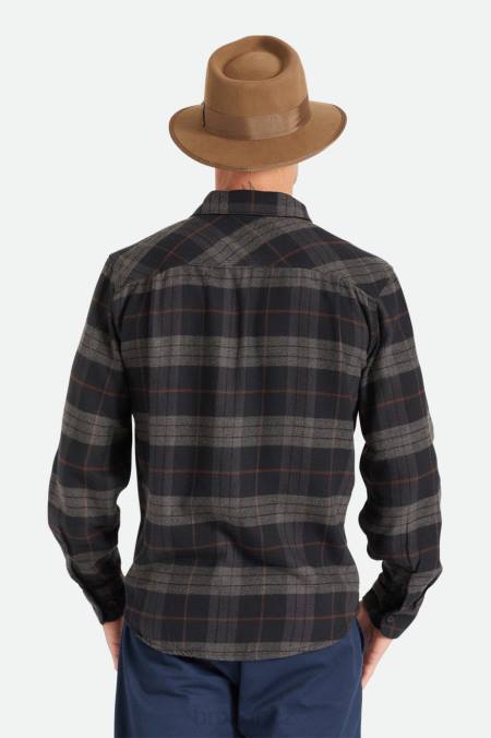 černá/uhlí Brixton muži bowery l/s flanel 4DHP20 oděv