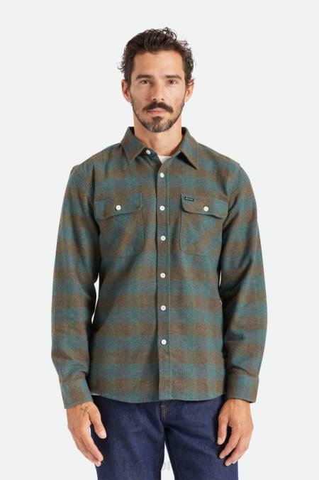 oceán Brixton muži bowery l/s flanel 4DHP18 oděv