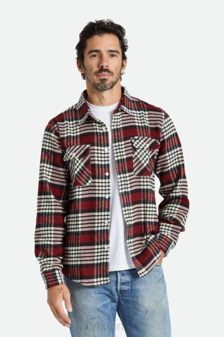 ostrovní bobule/bílá čepice/černá Brixton muži bowery l/s flanel 4DHP16 oděv