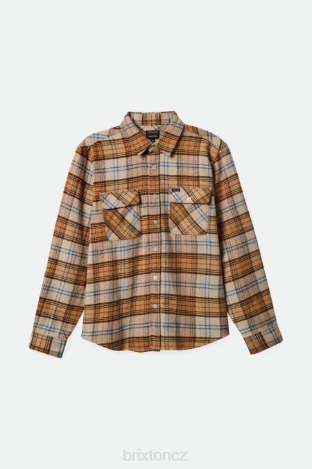 špinavě bílá/bílá čepice/tmavá země Brixton muži bowery l/s flanel 4DHP17 oděv
