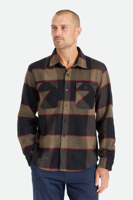 vřesově šedá/uhlí Brixton muži bowery l/s flanel 4DHP19 oděv