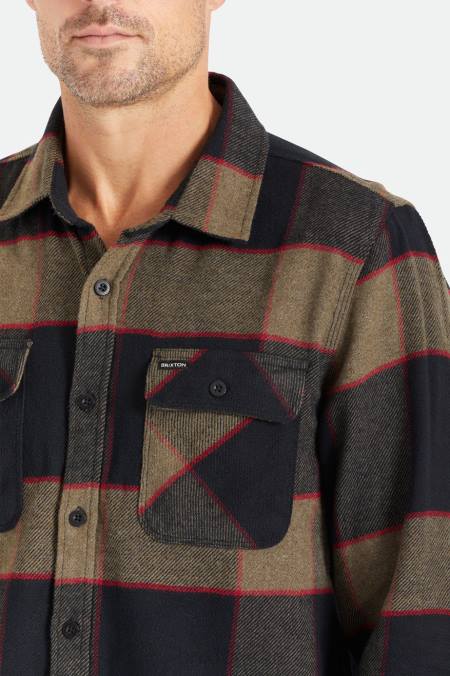 vřesově šedá/uhlí Brixton muži bowery l/s flanel 4DHP19 oděv