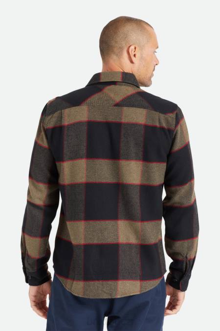 vřesově šedá/uhlí Brixton muži bowery l/s flanel 4DHP19 oděv