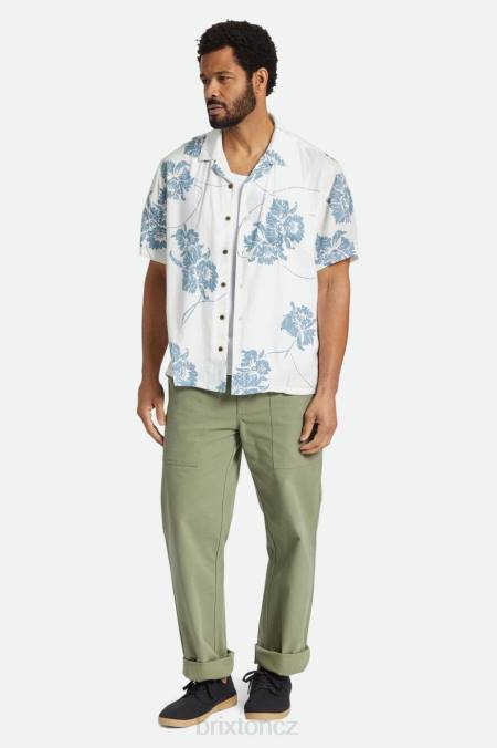 špinavě bílá/prašně modrá Brixton muži bunker slub s/s tkaná košile 4DHP4 oděv