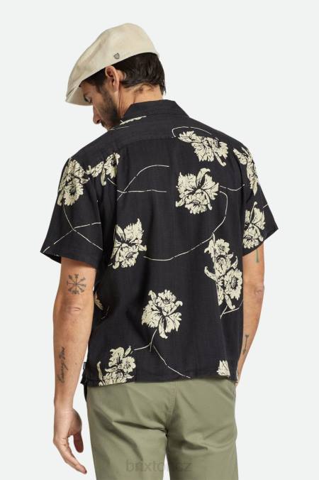 praná černá/bílá Brixton muži bunker slub s/s tkaná košile 4DHP3 oděv
