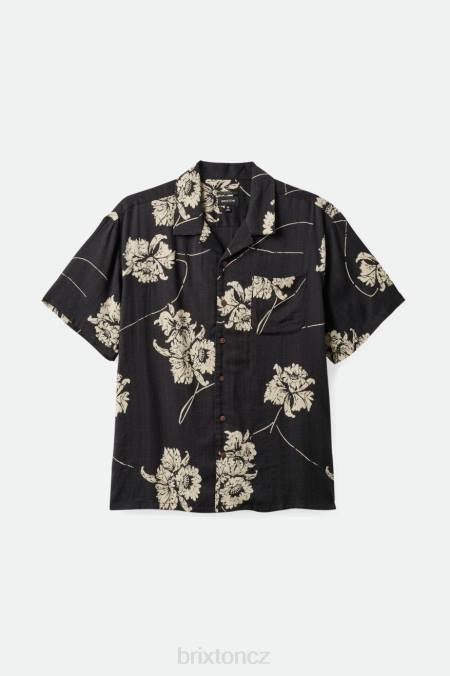 praná černá/bílá Brixton muži bunker slub s/s tkaná košile 4DHP3 oděv