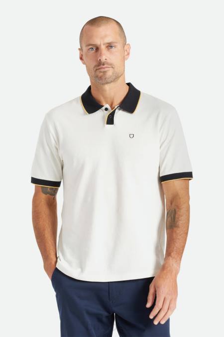 šedobílá/černá Brixton muži správný úplet s/s polo 4DHP122 oděv