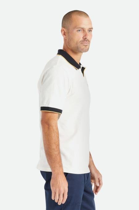 šedobílá/černá Brixton muži správný úplet s/s polo 4DHP122 oděv