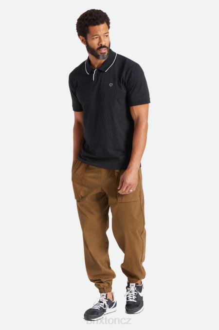 Černá Brixton muži správný úplet s/s polo 4DHP123 oděv