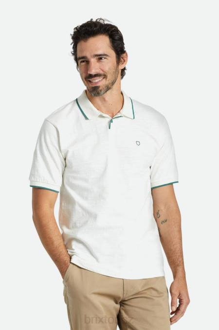 špinavě bílá/smrk Brixton muži správné slub s/s polo 4DHP121 oděv