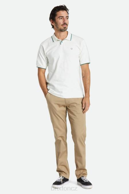 špinavě bílá/smrk Brixton muži správné slub s/s polo 4DHP121 oděv
