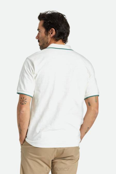špinavě bílá/smrk Brixton muži správné slub s/s polo 4DHP121 oděv