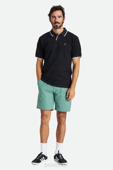 praná černá/bílá Brixton muži správné slub s/s polo 4DHP119 oděv