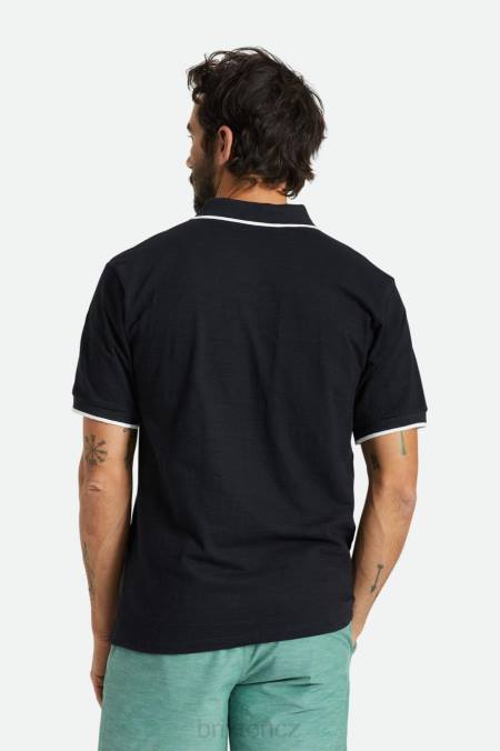 praná černá/bílá Brixton muži správné slub s/s polo 4DHP119 oděv