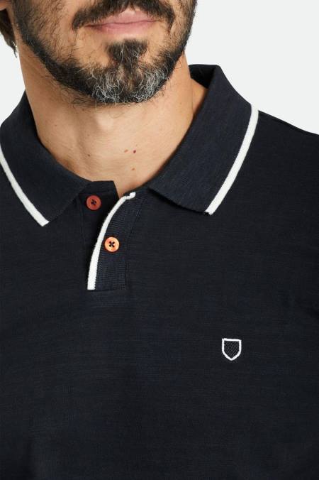 praná černá/bílá Brixton muži správné slub s/s polo 4DHP119 oděv
