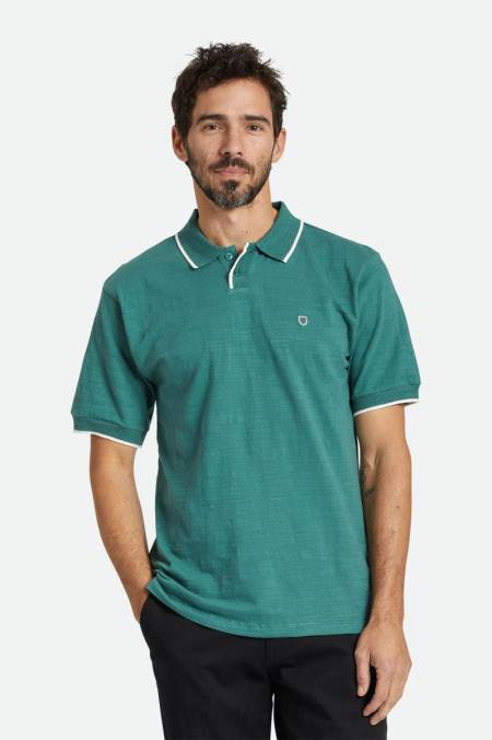 smrk/bílá Brixton muži správné slub s/s polo 4DHP120 oděv