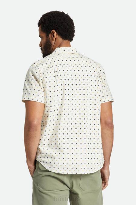 bílá/sláma/tmavá země Brixton muži charter print s/s tkaný 4DHP8 oděv