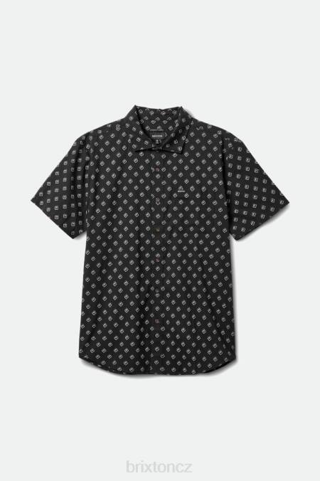 černá/bílá geo Brixton muži charter print s/s tkaný 4DHP22 oděv