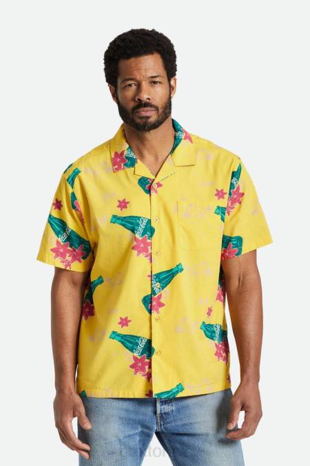 žlutá Brixton muži coca-cola bunkr s/s tkaný 4DHP24 oděv