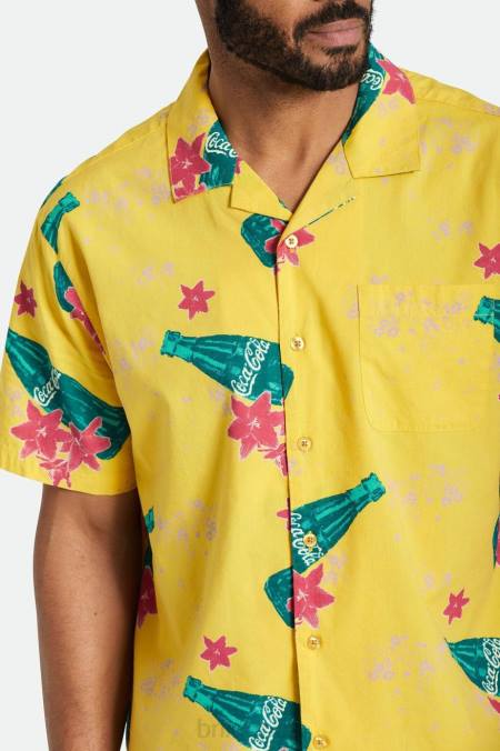 žlutá Brixton muži coca-cola bunkr s/s tkaný 4DHP24 oděv