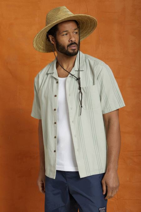 minerální šedá Brixton muži rezerva bunkru cool weight s/s tkaný 4DHP5 oděv