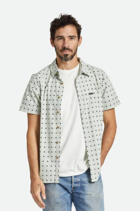 minerální šedá/praná námořnická/špinavě bílá Brixton muži charter print s/s tkaný 4DHP7 oděv