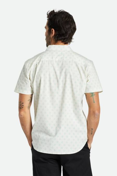 off white/nefrit geo Brixton muži charter print s/s tkaný 4DHP23 oděv