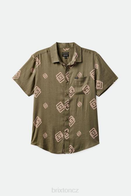olivový přebytek/korálově růžová Brixton muži charter slub s/s tkaný 4DHP2 oděv