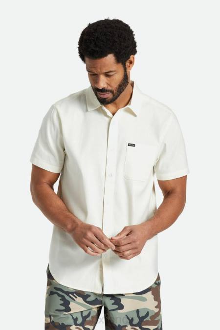 špinavě bílé Brixton muži charter oxford s/s tkané 4DHP12 oděv