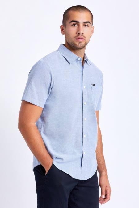 světle modrá chambray Brixton muži charter oxford s/s tkané 4DHP14 oděv