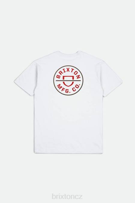 bílá/aloha červená/tmavá země Brixton muži Crest ii s/s standardní tričko 4DHP57 oděv