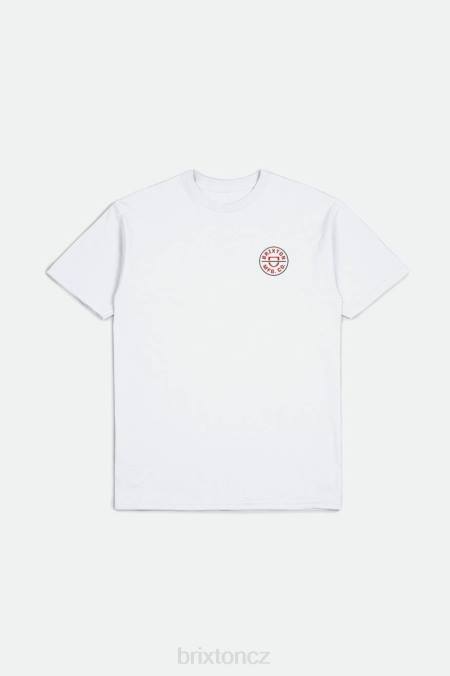 bílá/aloha červená/tmavá země Brixton muži Crest ii s/s standardní tričko 4DHP57 oděv