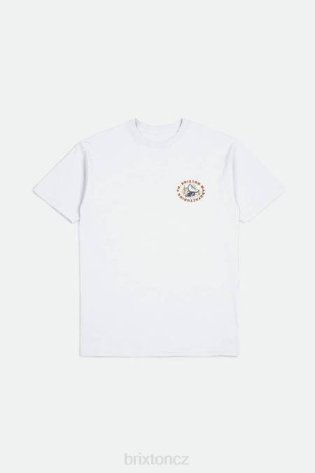 bílá/červená pálená Brixton muži Standardní tričko croslin s/s 4DHP43 oděv