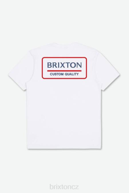 bílá/pacifická modrá/aloha červená Brixton muži palmer správné s/s standardní tričko 4DHP91 oděv