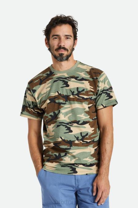 camo vintage mytí Brixton muži Vintage rezervní tričko s/s 4DHP98 oděv