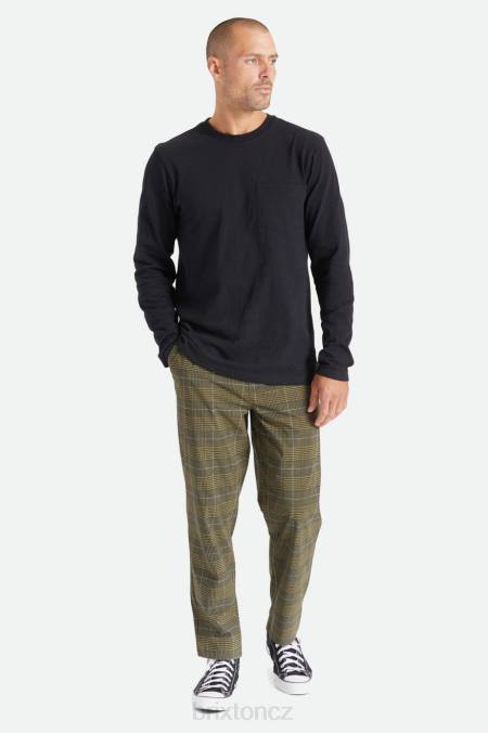 Černá Brixton muži basic slub l/s kapesní tričko 4DHP101 oděv