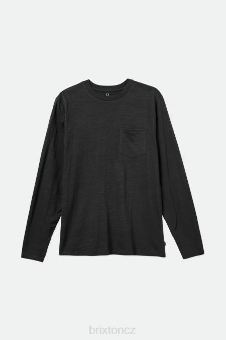 Černá Brixton muži basic slub l/s kapesní tričko 4DHP101 oděv