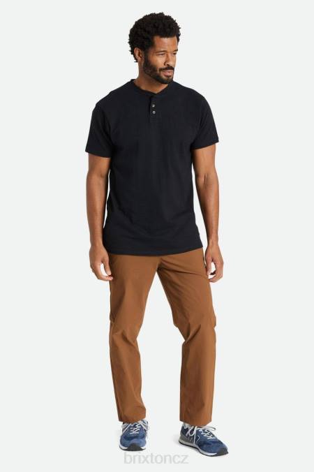 Černá Brixton muži basic slub s/s henley tee 4DHP93 oděv