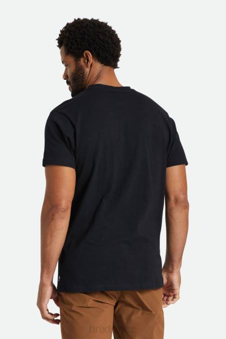 Černá Brixton muži basic slub s/s henley tee 4DHP93 oděv