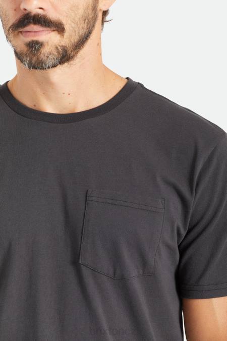 Černá Brixton muži prémiové bavlněné s/s kapesní tričko 4DHP66 oděv