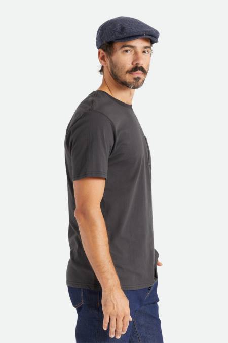 Černá Brixton muži prémiové bavlněné s/s kapesní tričko 4DHP66 oděv