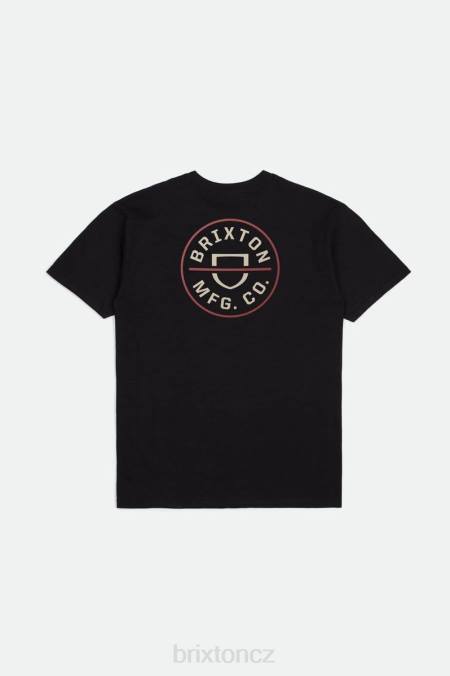 černá/bílá čepice/prašný cedr Brixton muži Crest ii s/s standardní tričko 4DHP53 oděv