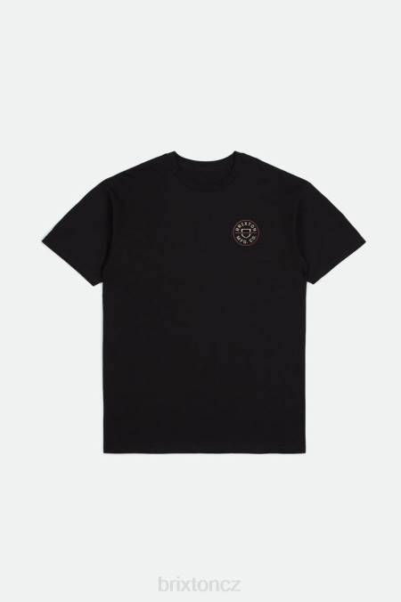 černá/bílá čepice/prašný cedr Brixton muži Crest ii s/s standardní tričko 4DHP53 oděv