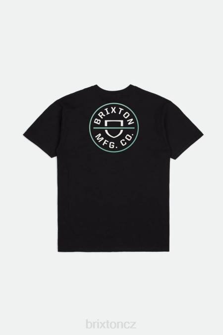 černá/nebílá/nefrit Brixton muži Crest ii s/s standardní tričko 4DHP56 oděv