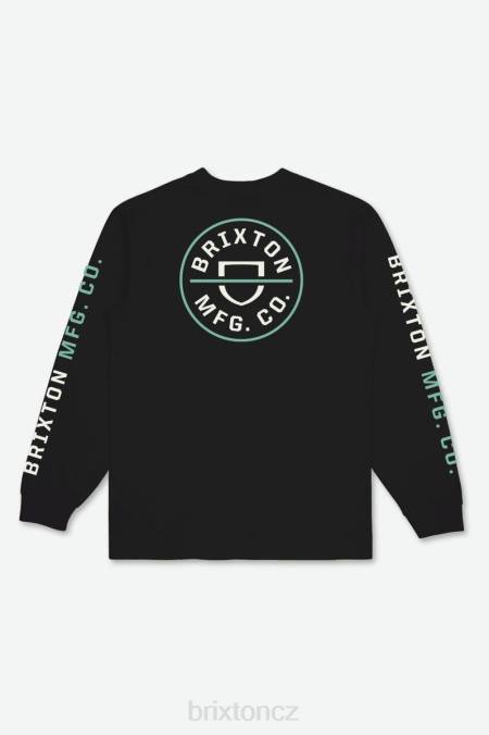 černá/nebílá/nefrit Brixton muži hřeben l/s tričko 4DHP84 oděv