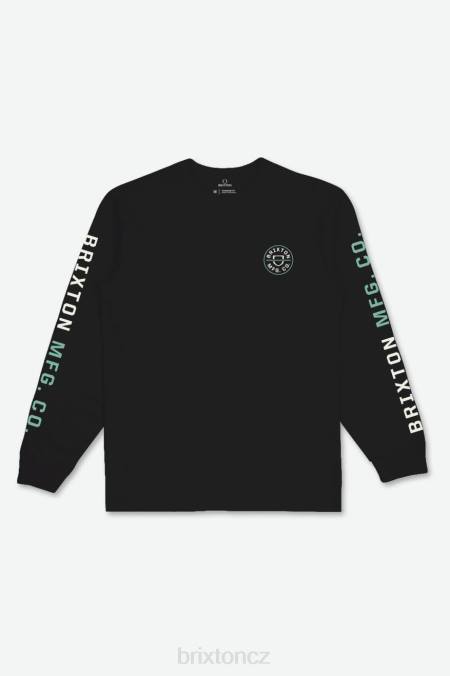 černá/nebílá/nefrit Brixton muži hřeben l/s tričko 4DHP84 oděv